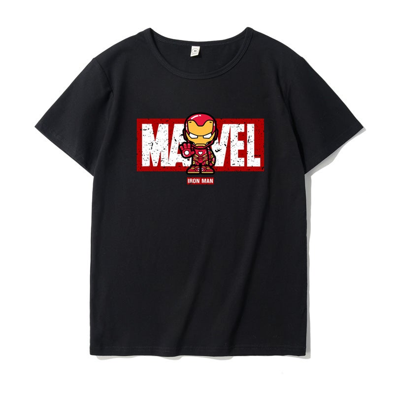 2020 Trendy Parent-Child Wear Marvel Children'S Clothing Iron Man Captain America Short Sleeve Western Style Baby Half Sleeve Bottoming Shirt - Image 1