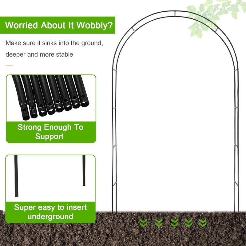 Aputue Metal Garden Arch, Arbors Trellis Plants Stand for Outdoor Garden Wedding Ceremony Party Decoration, Garden Trellis for Climbing Plants, Lightweight Garden Bridal Party Decoration Arbor, Black - Image 3