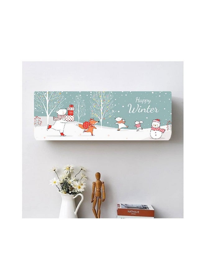 DARSHANAM WORLD Printed Air Conditioning Dust Cover Folding Designer Ac Cover for Indoor Split Ac 1.5 ton (97 x 31 x 21 .5 cm ) (HAPPY WINTER), Polyester - Image 4