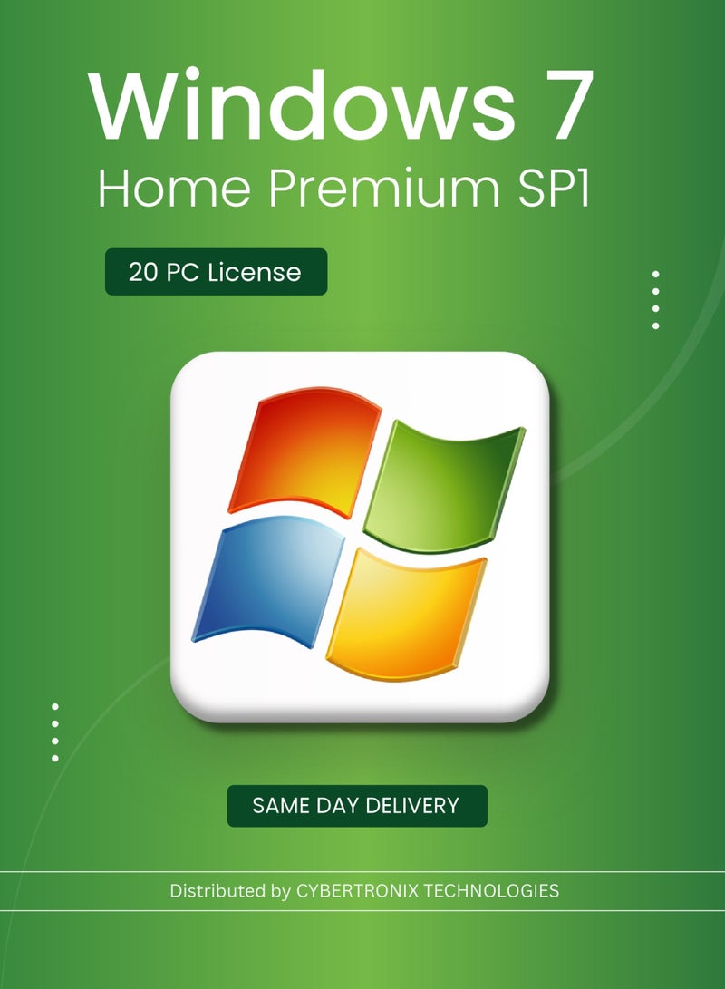 Windows Microsoft Windows 7 Home Premium SP1 | 20 PC License | Digital License | SAME DAY DELIVERY