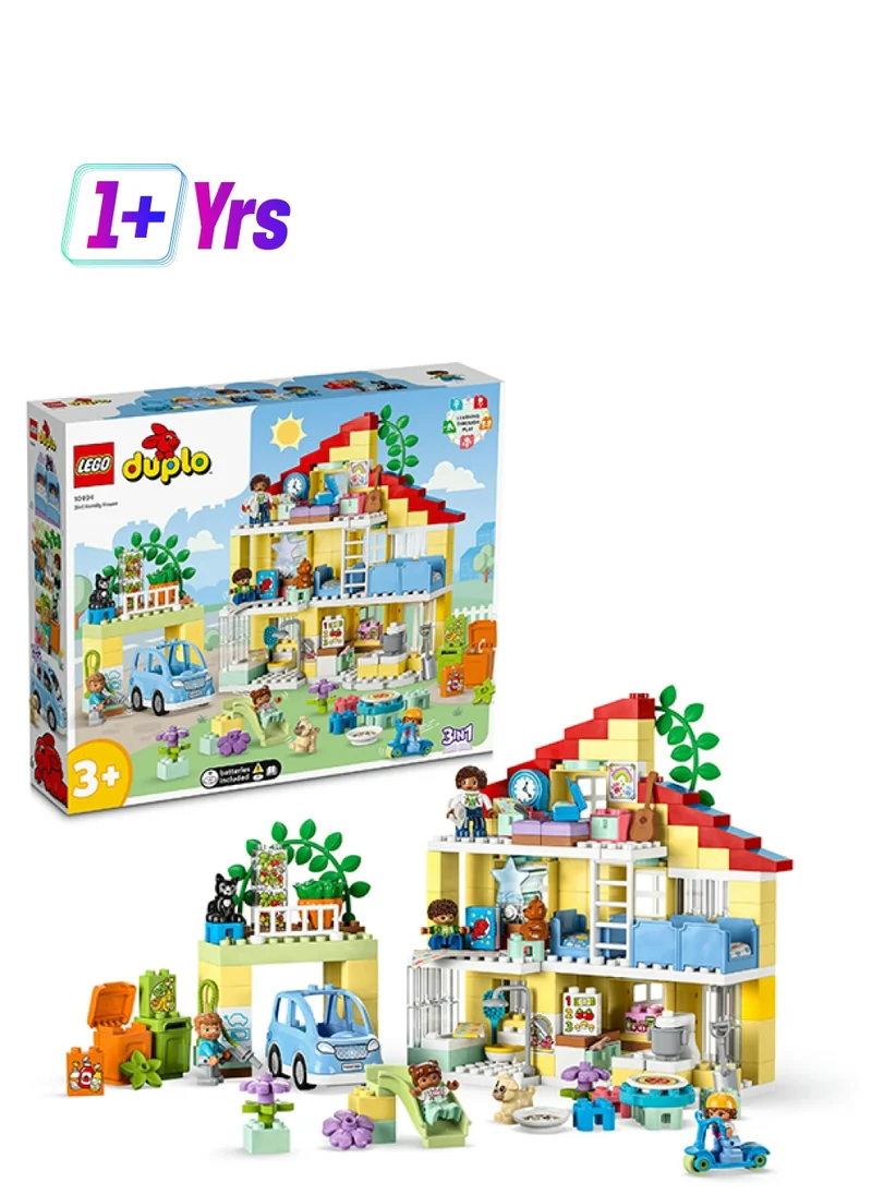 LEGO Duplo Town 3In1 Family House 10994 Building Toy Set; Educational Toy For Toddlers Aged 3+ That Lets The Whole Family Build, Play And Learn (218 Pieces)