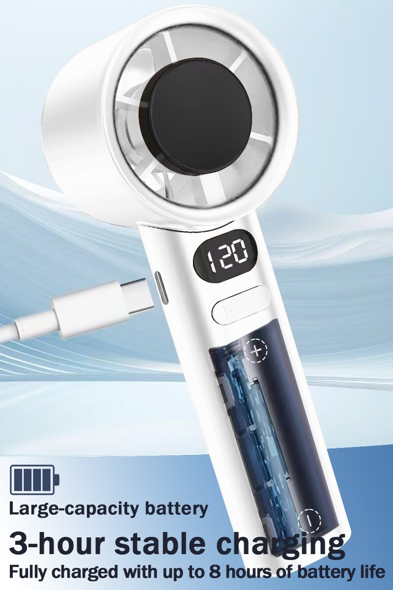 Portable Mini Handheld Fan,Speed(1-120) Adjustable Turbo Mini Fan Rechargeable Personal Fan LED Digital Display For Travel/Camping/Outdoor - Image 4