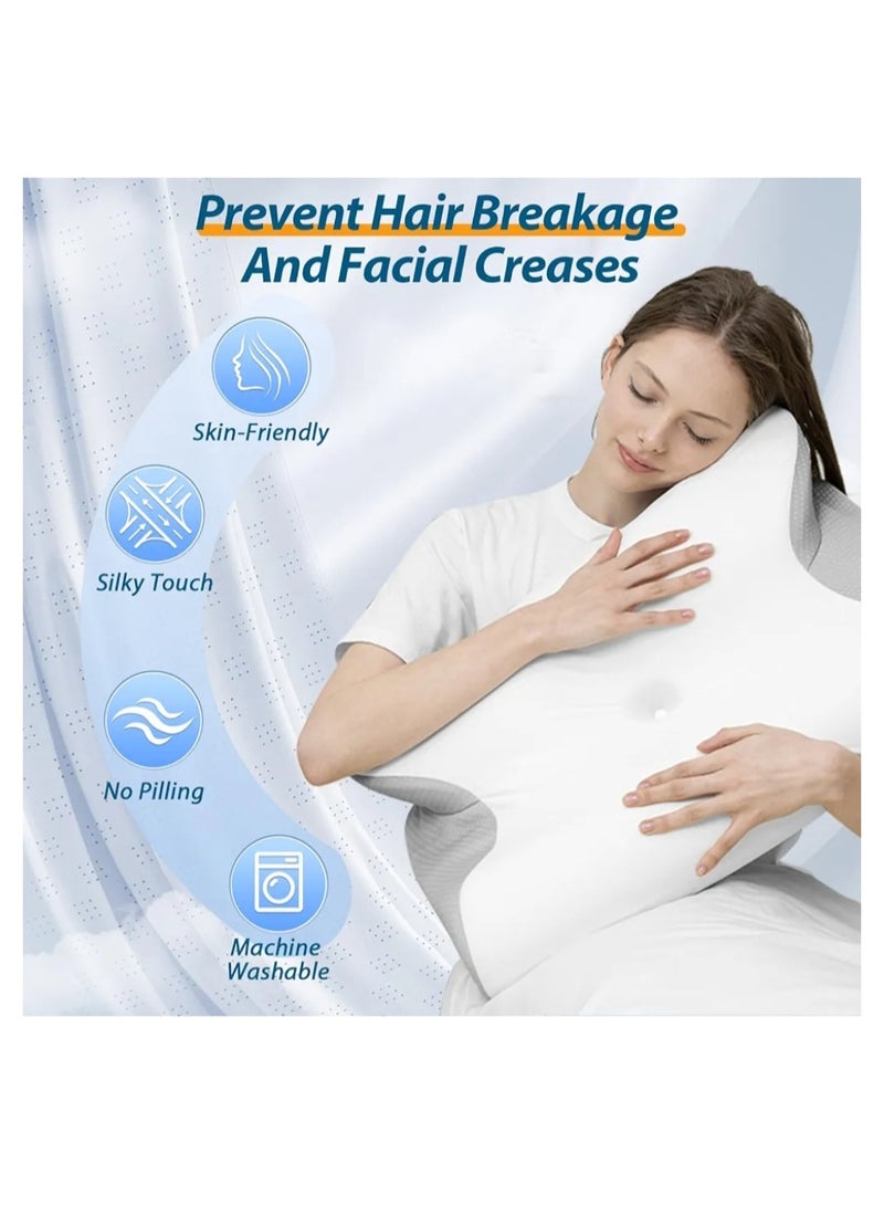 نقطة التسوق وسادة عنق لتخفيف آلام الرقبة، وسادة مريحة 2 في 1 للنوم، وسائد سرير تقويمية من إسفنج الذاكرة لمن ينامون على الجانب أو الظهر أو البطن مع غطاء وسادة تبريد - Image 4