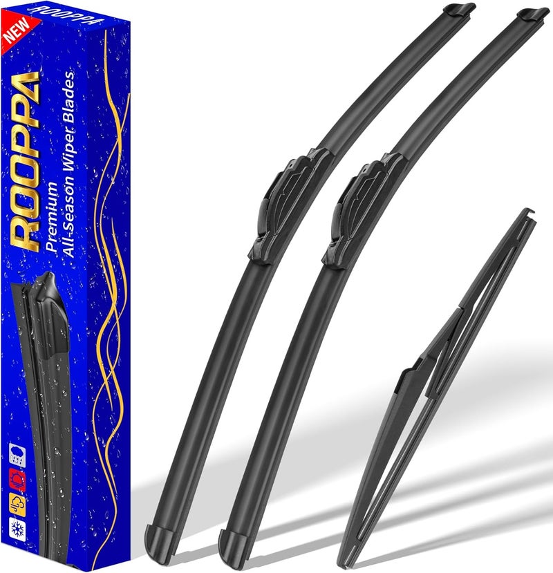 Rooppa Windshield Wipers for 2011-2018 Dodge Durango 2011-2013 Jeep Grand Cherokee - 22in, 21in, 12in (Set of 3) UJ HOOK - Image 1