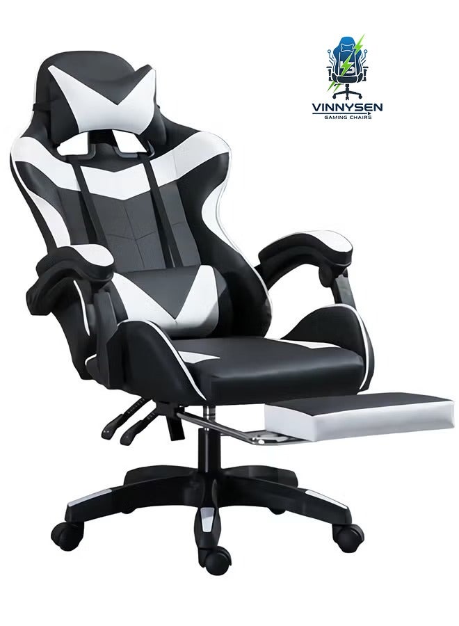 VINNYSEN كرسي الكمبيوتر كرسي كمبيوتر مريح كراسي ألعاب عالية الظهر متلقية وارتفاع كرسي الكمبيوتر القابل للتعديل 360 درجة مع الدعم للرقبة والقطبار - Image 1