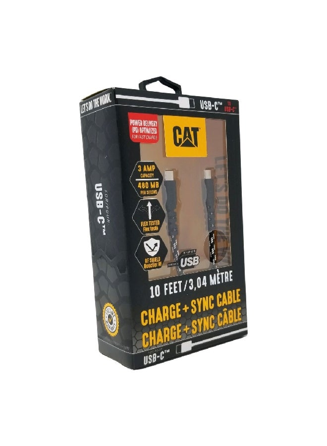 CAT USB-C to USB-C Power Delivery Strain Relief Fast Charge Cable 10ft Black/White - Image 4