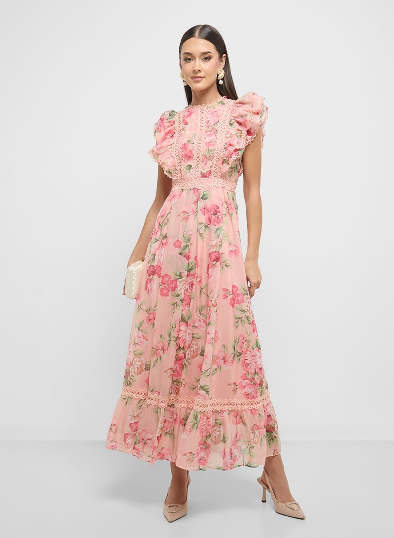 ELLA Floral Ruffle Trim Dress - Image 4