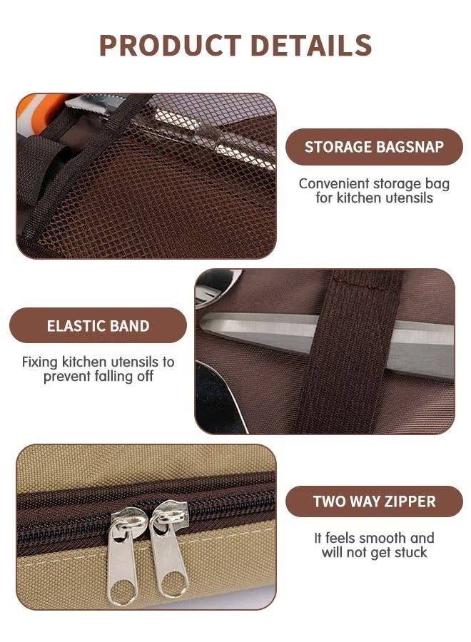 MIXDE Portable Outdoor Utensil Kitchen Set, Camp Kitchen Cooking Utensil Set, Cookware Kit and Chopping Board, Scissors & Camp Knife, Grill Supplies or Camping, Hiking, Travel - Image 3