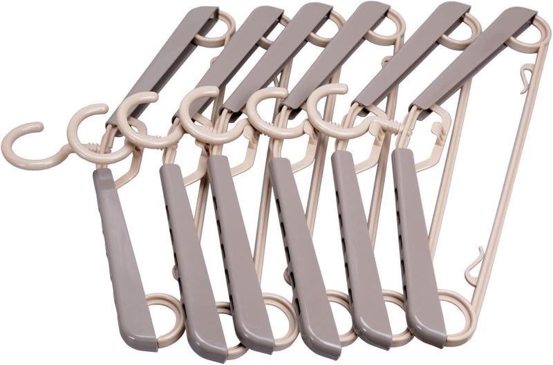 BonDream 12-Pack Heavy Duty Plastic Extra-Wide Arm 15"-23" Suits Clothes Hangers with Swivel Hooks,Perfect for Coat,Jacket,Dress,Shirt,Trousers or Closet Space Saving,Grey&Tan - Image 4