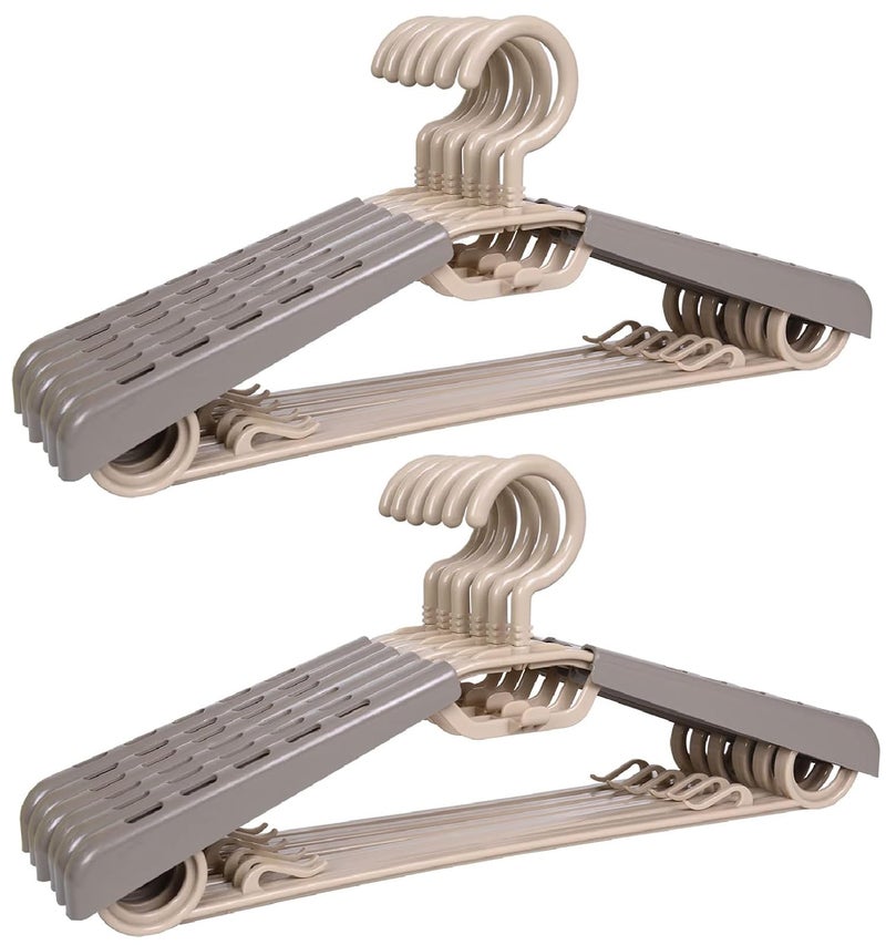 BonDream 12-Pack Heavy Duty Plastic Extra-Wide Arm 15"-23" Suits Clothes Hangers with Swivel Hooks,Perfect for Coat,Jacket,Dress,Shirt,Trousers or Closet Space Saving,Grey&Tan - Image 1