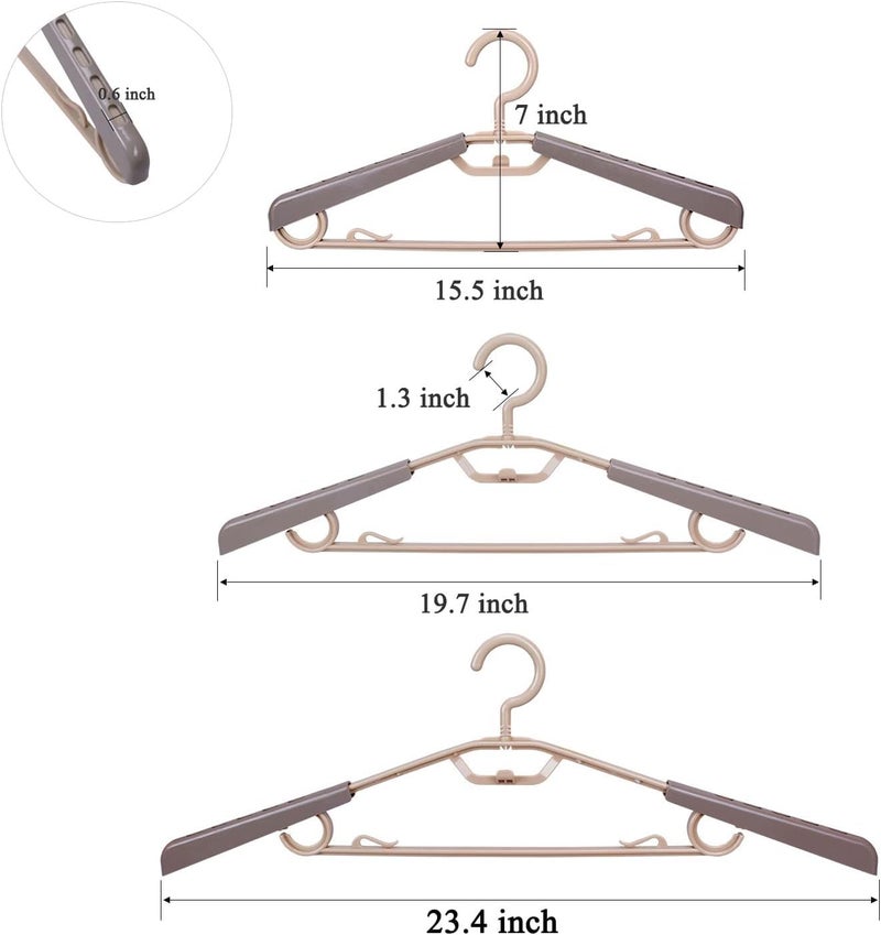 BonDream 12-Pack Heavy Duty Plastic Extra-Wide Arm 15"-23" Suits Clothes Hangers with Swivel Hooks,Perfect for Coat,Jacket,Dress,Shirt,Trousers or Closet Space Saving,Grey&Tan - Image 2