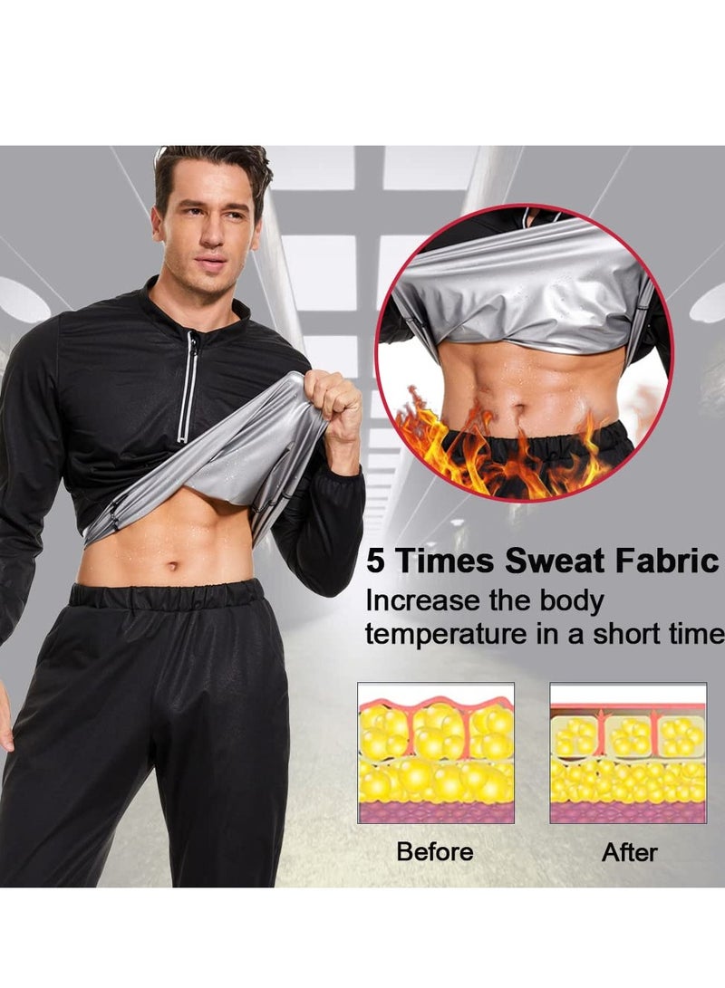 SYOSI Sauna Suit for Men Sweat Jacket Sweating Shirt Long Sleeve Workout Suits Zipper Gym Exercise Fitness - Image 1
