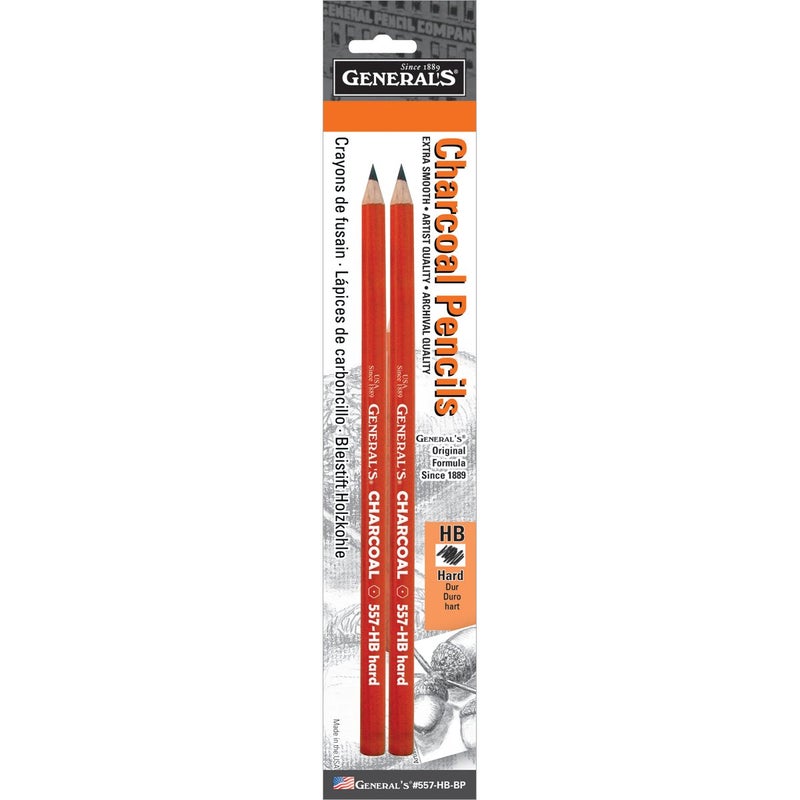 General's General Pencil 557-HB-BP Generals Charcoal Pencil HB 2 Each, 2 Count (Pack of 1), Multicolor - Image 1