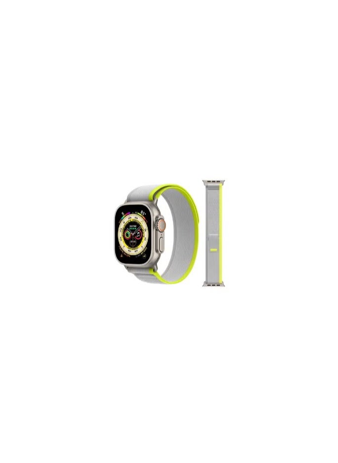 CATANES - Apple Watch Trail Band 49mm 45mm 44mm 42mm Nylon Woven Sport Strap for iWatch Series Ultra/8/7/SE/6/5/4/3/2/1 Grey/Yellow - Image 1