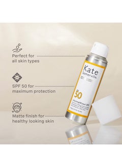 كيت سمرفيل واقي من الشمس للوجه بعامل حماية من الشمس SPF 50 غير معقد ورذاذ إعداد مكياج ناعم التركيز للاستخدام اليومي للعناية بالبشرة مع لمسة نهائية غير لامعة 3.4 أونصة سائلة  - Image 3