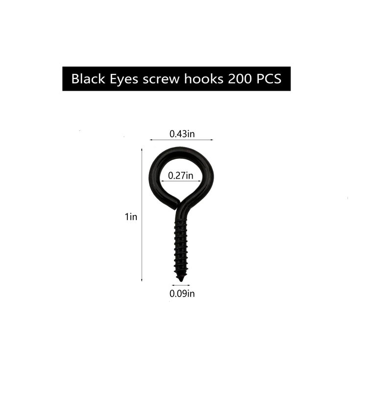 IDEALSV Black 200 Pcs Eyes Screw Hooks 1 Inch Screw in Hooks Jewelry Metal Ring - Image 3