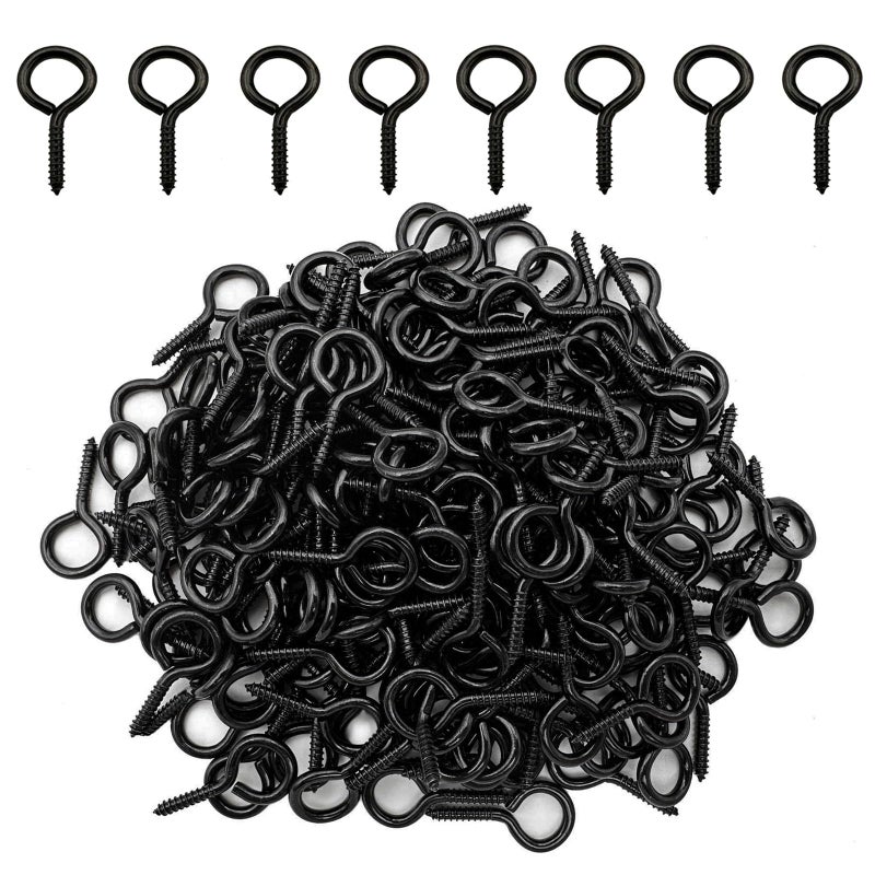 IDEALSV Black 200 Pcs Eyes Screw Hooks 1 Inch Screw in Hooks Jewelry Metal Ring - Image 5