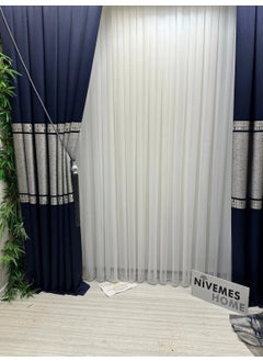 Nivemes Home Nivemeshome Bamboo Glitter 1/3 Thick Pleated White Tulle Curtain Apm  - Image 1