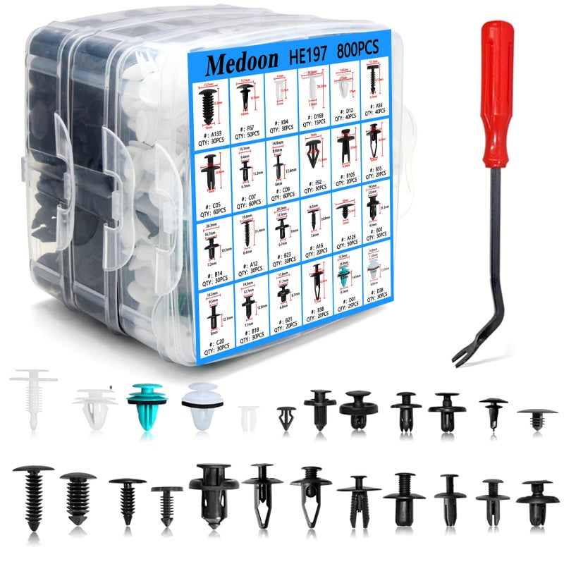 Car Retainer Clips Fasteners Cars Body Kits 24 Most Popular Sizes 801 PCS Car Door Panel Trim Clips Kit 1 Pcs Fastener Remover for Ford GM Toyota Honda Chrysler BMW Benz Nissan Subaru Audi Mazda