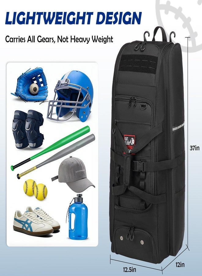 SunForMorning Catchers Gear Bag with Wheels for 4 Bats, Rolling Baseball Softball Bag - Image 2