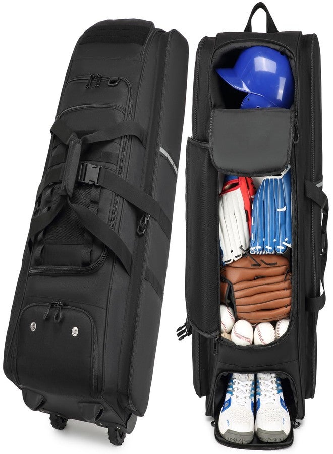 SunForMorning Catchers Gear Bag with Wheels for 4 Bats, Rolling Baseball Softball Bag - Image 1