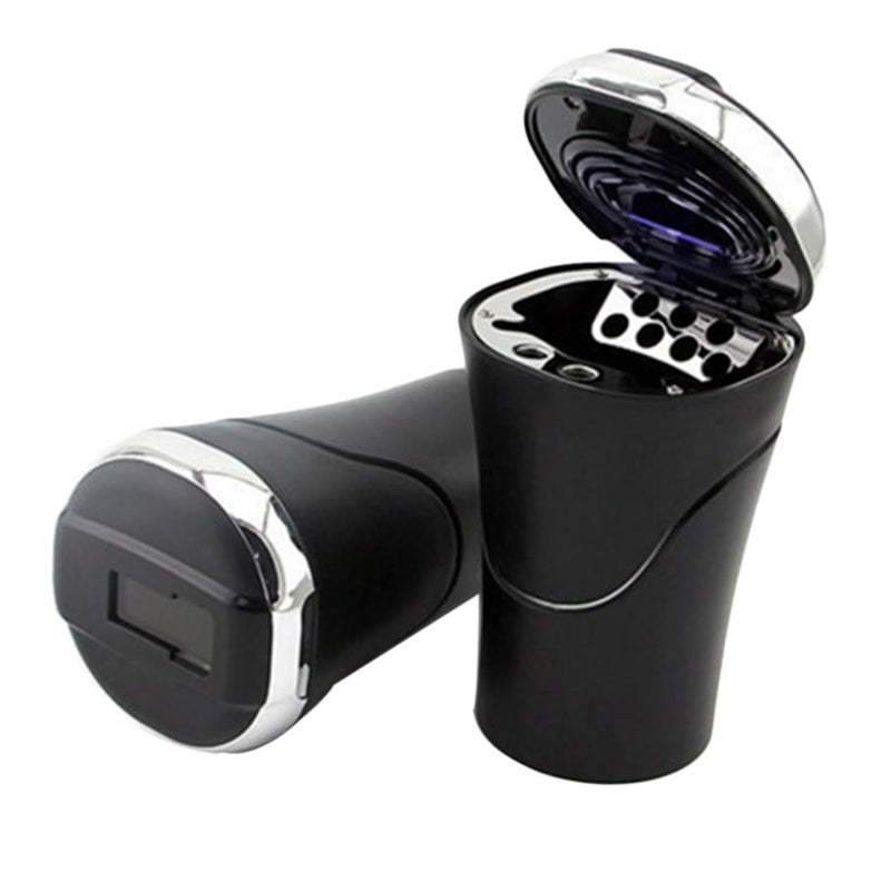 Solar Car Ashtray Lid Smokeless Easy Clean LED Light Cup Holder - Image 2