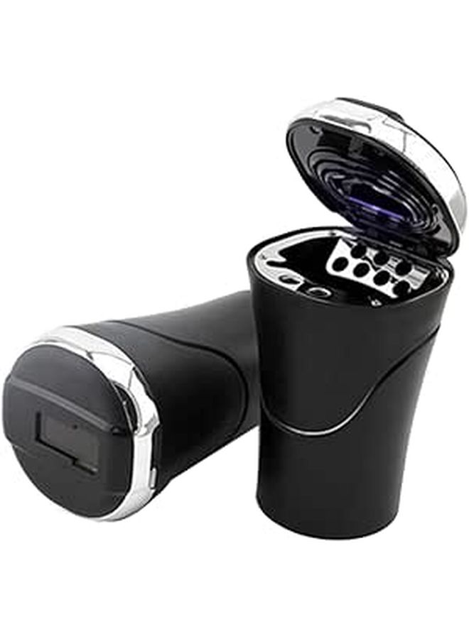 Solar Car Ashtray Lid Smokeless Easy Clean LED Light Cup Holder - Image 1