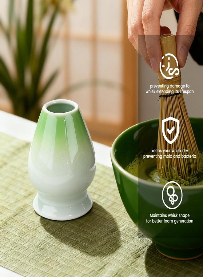 rolyta Matcha Whisk Holder, Ceramic Chasen Stand for Matcha Whisking, Matcha Tea Set Accessories in Gradient Green - Image 4