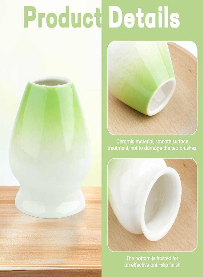 rolyta Matcha Whisk Holder, Ceramic Chasen Stand for Matcha Whisking, Matcha Tea Set Accessories in Gradient Green - Image 2