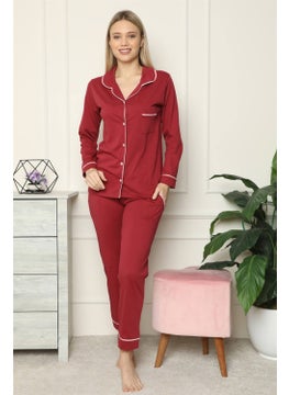 Akbeniz Women's 100% Cotton Combed Cotton Front Buttoned Long Sleeve Pajamas Set 2716  - Image 1