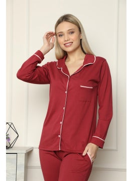Akbeniz Women's 100% Cotton Combed Cotton Front Buttoned Long Sleeve Pajamas Set 2716  - Image 2
