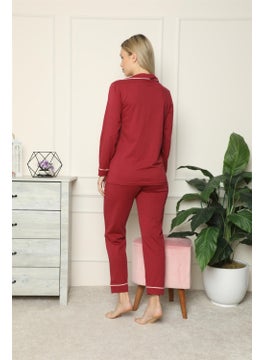 Akbeniz Women's 100% Cotton Combed Cotton Front Buttoned Long Sleeve Pajamas Set 2716  - Image 4