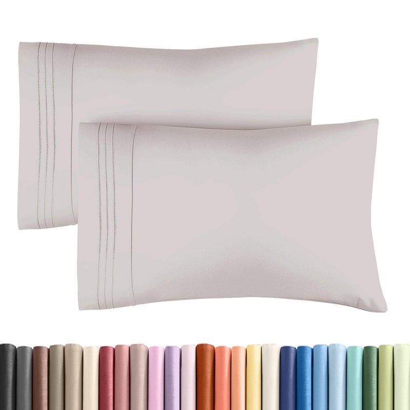 CGK Unlimited Queen Pillow Cases Set of 2  Ultra Soft Hotel Quality Pillowcase Covers  Comfy Cozy Bedding for Women Men Kids  Teens  Machine Washable Pillow Protectors  2 Pieces Set  Queen Size Light Grey 