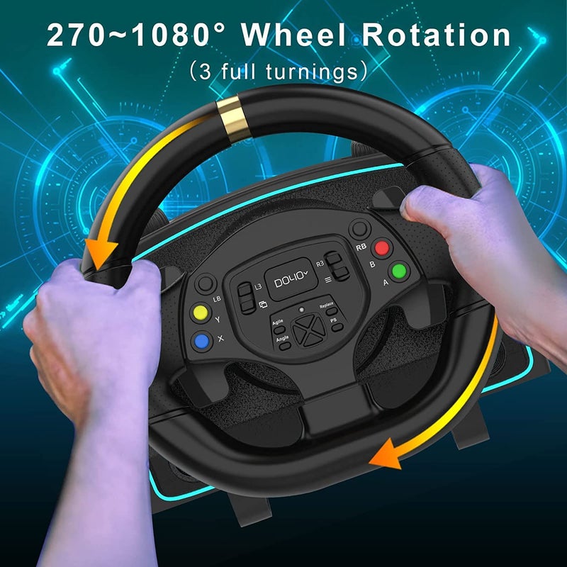 NBCP Racing Wheel with 6-Speed Shifter & Pedals â€“1080Â° Gaming Steering Wheel for PS4, Xbox & PC, Vibration Feedback, Clamp Mount, Plug & Play - Image 3