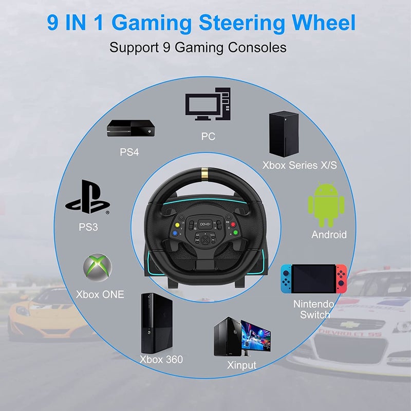 NBCP Racing Wheel with 6-Speed Shifter & Pedals â€“1080Â° Gaming Steering Wheel for PS4, Xbox & PC, Vibration Feedback, Clamp Mount, Plug & Play - Image 2