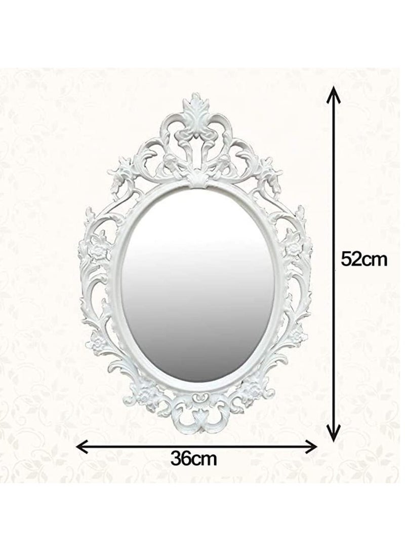 HOME TASTE Modern Design Decorative Wall Mirror With Plastic Frame - Versatile Vanity, Makeup, And Living Room Accent - Perfect For Bathroom, Bedroom, And Home Decor (White, Small)  - Image 2