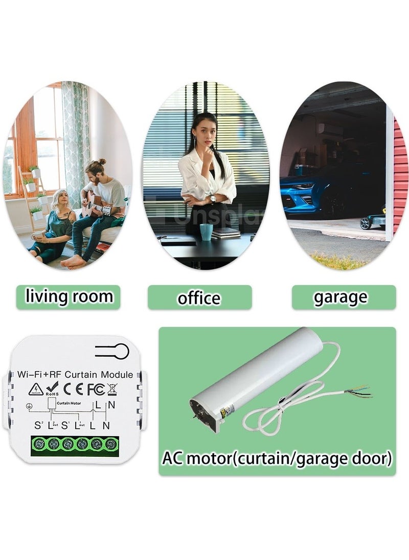 Generic - 433MHZ RF Curtain Switch Remote Control Roller Shutter Module Garage Door Control Receiver Transmitter,for Curtain Garage Door - Image 1