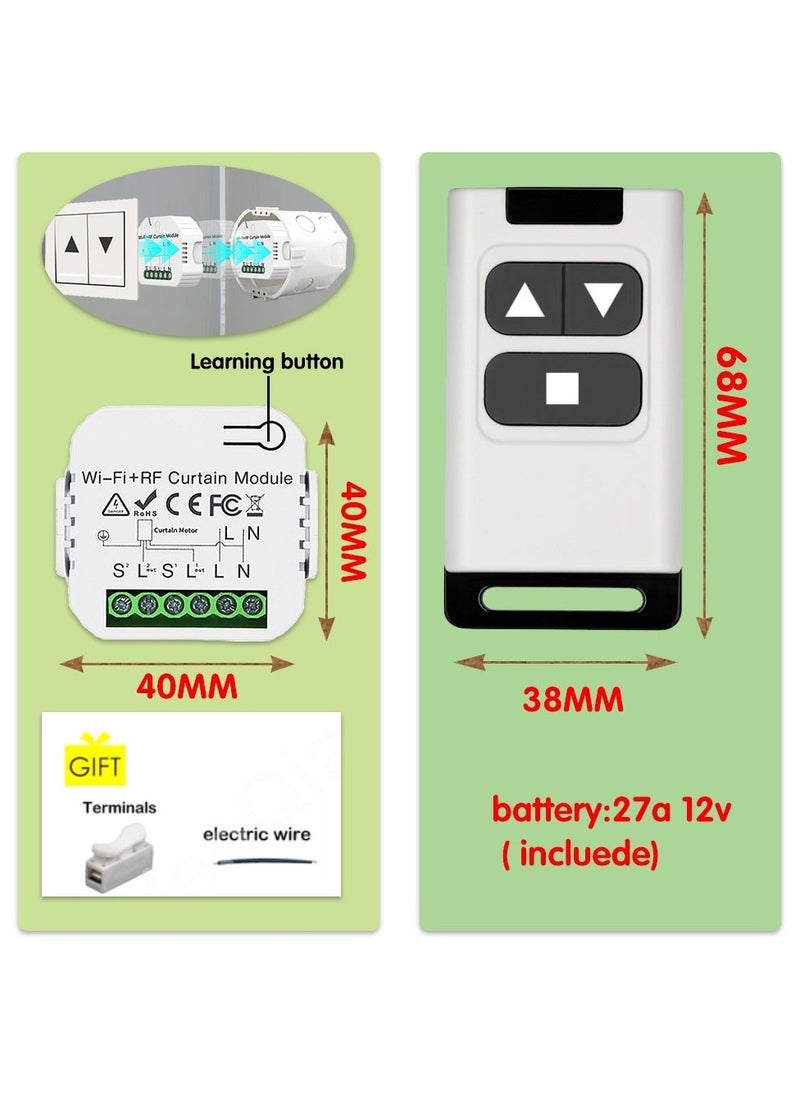 Generic - 433MHZ RF Curtain Switch Remote Control Roller Shutter Module Garage Door Control Receiver Transmitter,for Curtain Garage Door - Image 1