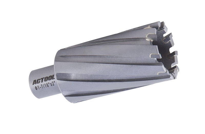 ACTOOL 1-7/16'' Diameter x 2'' Depth of Cut Carbide Tipped TCT ANNULAR Cutter with 3/4'' Weldon Shank - Image 1