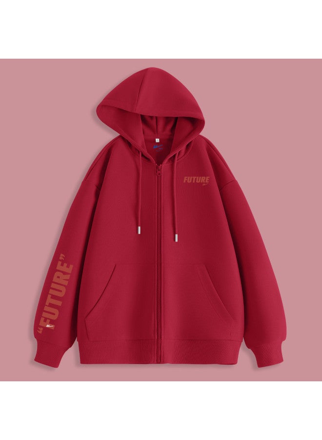 Warrior ملابس نسائية】 سترة رياضية بغطاء رأس للنساء لفصل الربيع والخريف بتصميم كوري فضفاض مفتوحة من الأمام عصرية - Image 2