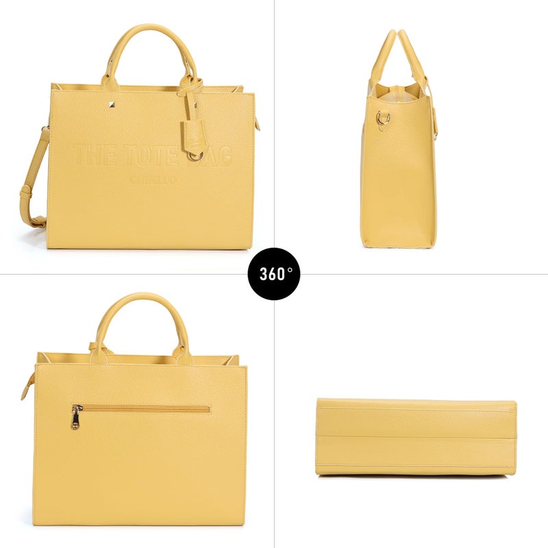 Chinllo Tote Bag for Women Top Handle Satchel Purse and Handbags with Shoulder Strap (D.Yellow-S) - Image 5
