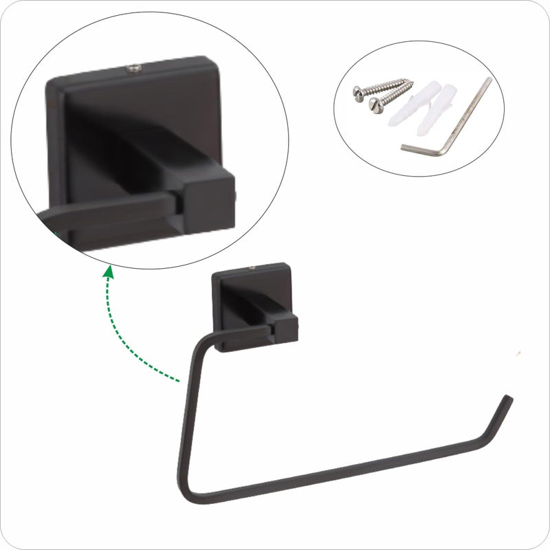 KANJAL Towel Rings Towel Holder Hand Towel Stand Cloth Hanger Napkin Holder Cloth Stand Towel Holder for Bathroom Kitchen washbasin42(304 Stainless Steel,Black Finished, Anti Rust) - Image 3