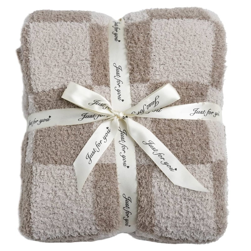 Ultra Soft Checkered Blanket Cozy Buffalo Check Throw Fluffy Knitted Reversible Throw Blanket Lightweight Fleece Checkerboard Grid Blanket for Sofa Couch Bed Travel LinenWarm Gray 51x63
