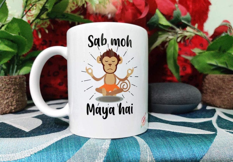 Alexus Sab MOH Maya Hai Ceramic Coffee Mug Slogan Quote Printed Ceramic Coffee & Tea Mug, Cup Best Gifts for Wedding/Anniversary/Couple/Marriage/Birthday/Return Gift -(350 ML) - White - Image 3