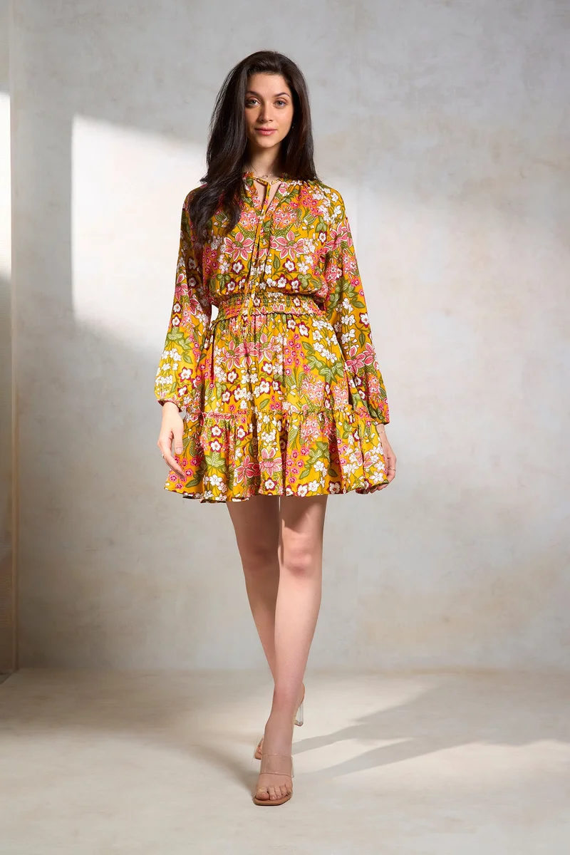 Virgio Floral Smocked Waist Dress