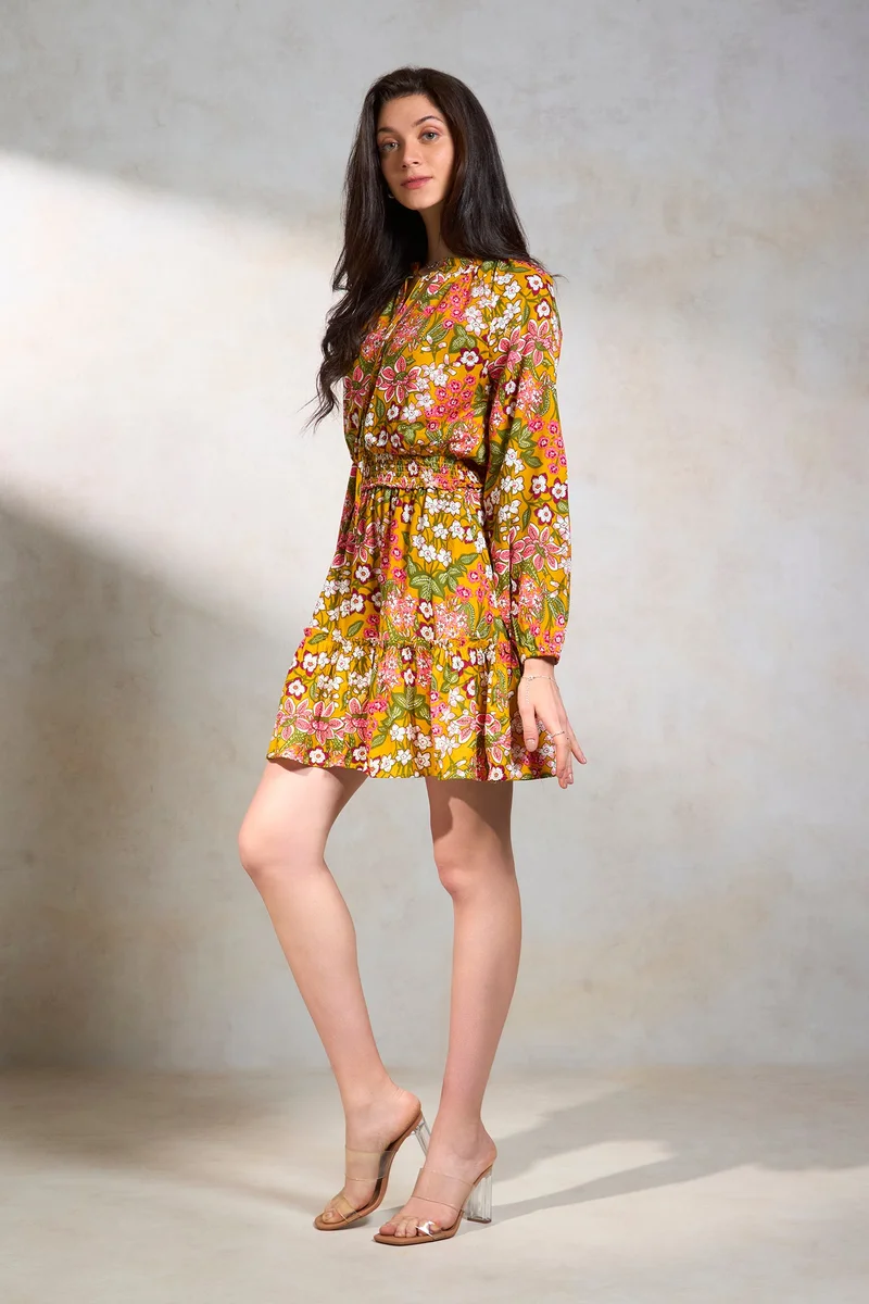 Virgio Floral Smocked Waist Dress