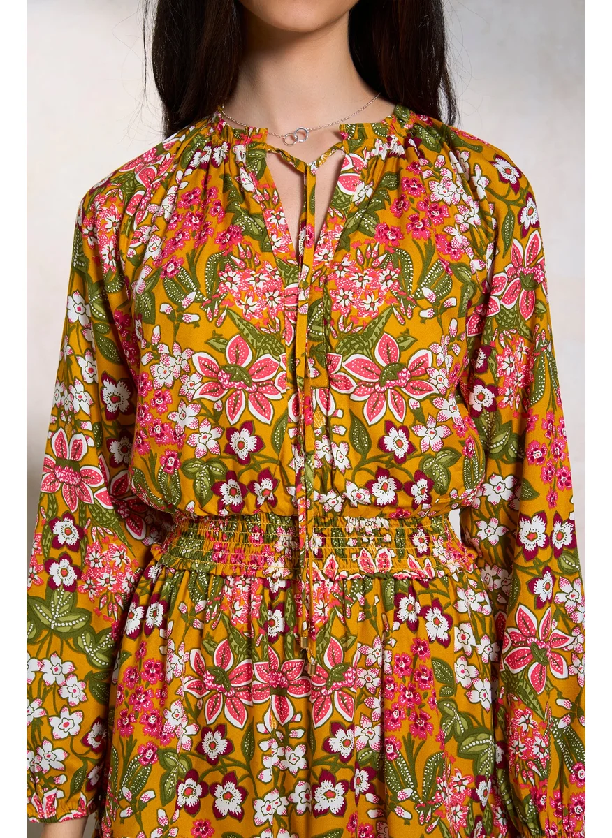 فيرجيو Floral Smocked Waist Dress