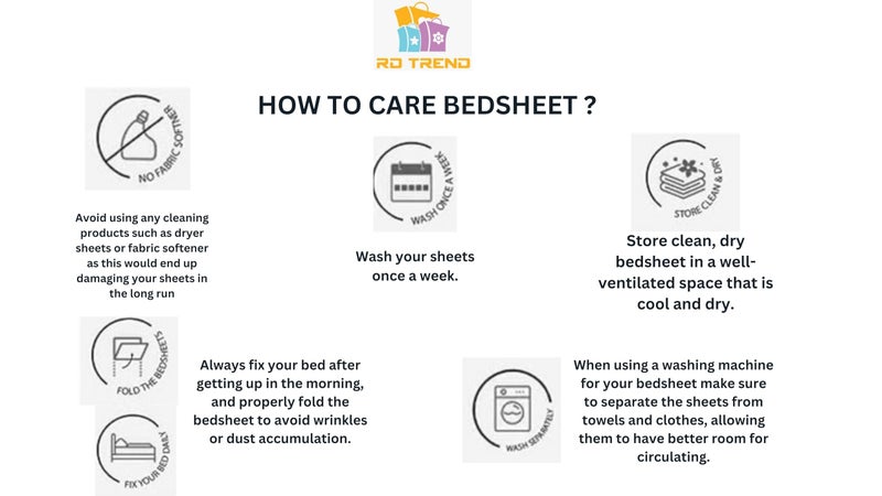 RD TREND Presents Luxurious Glace Cotton Super Soft 210 TC 360° Elastic Fitted Bedsheet Queen Size (78X60X8 Inch) with 2 Pillow Covers, Color-Cream Multi Pankh - Image 5