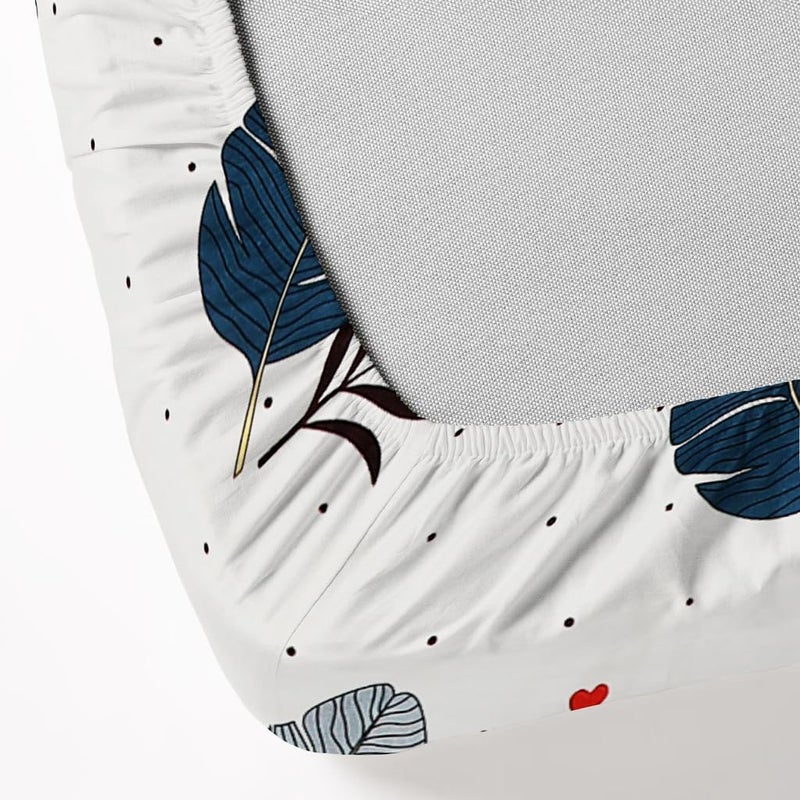 RD TREND Presents Luxurious Glace Cotton Super Soft 210 TC 360° Elastic Fitted Bedsheet Queen Size (78X60X8 Inch) with 2 Pillow Covers, Color-Cream Multi Pankh - Image 4