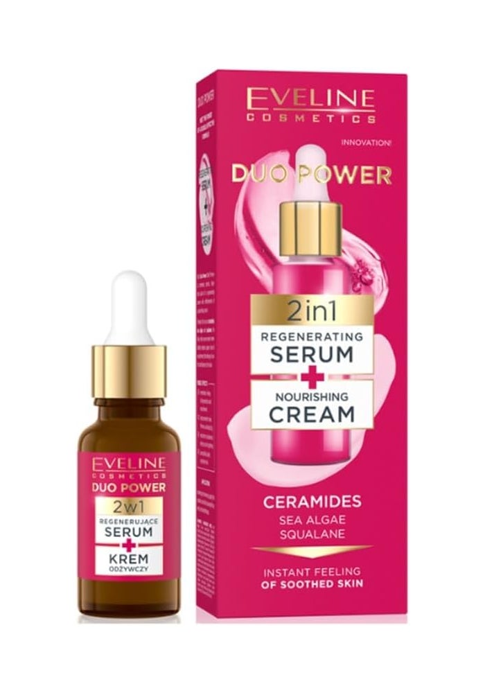 EVELINE COSMETICS سيروم إيفلين ديو باور 2 في 1 المجدد + كريم مغذي، 18 مل - يعزز مرونة البشرة ويقلل الجفاف - Image 1